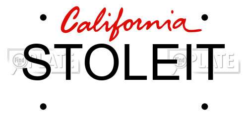 STOLEIT California License Plate