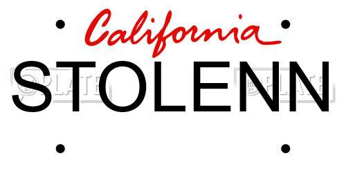 STOLENN California License Plate