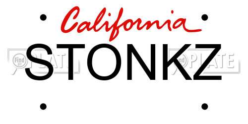 STONKZ California License Plate