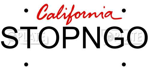 STOPNGO California License Plate