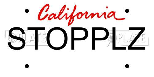 STOPPLZ California License Plate