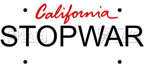 STOPWAR California License Plate