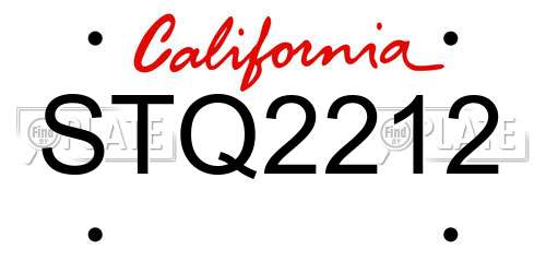 STQ2212 California License Plate