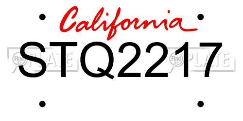 STQ2217 California License Plate