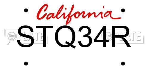 STQ34R California License Plate