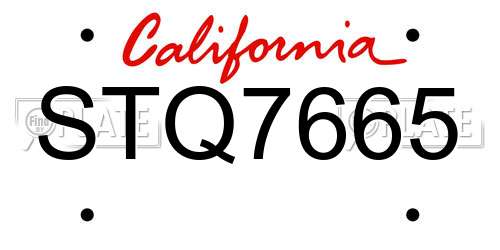 STQ7665 California License Plate