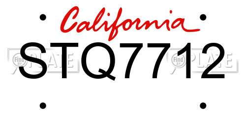 STQ7712 California License Plate