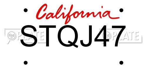STQJ47 California License Plate