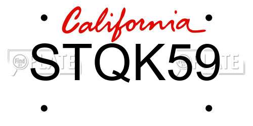 STQK59 California License Plate