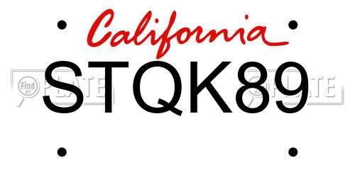STQK89 California License Plate