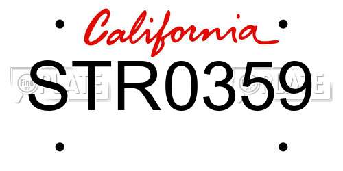 STR0359 California License Plate