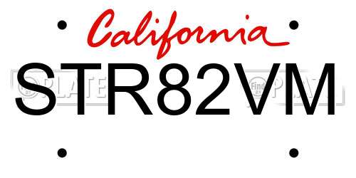 STR82VM California License Plate