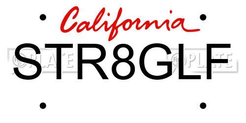 STR8GLF California License Plate