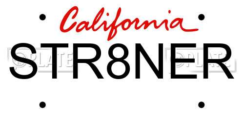 STR8NER California License Plate
