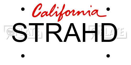 STRAHD California License Plate