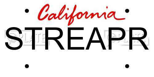 STREAPR California License Plate
