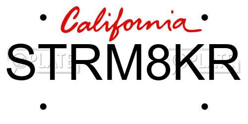 STRM8KR California License Plate