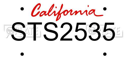 STS2535 California License Plate