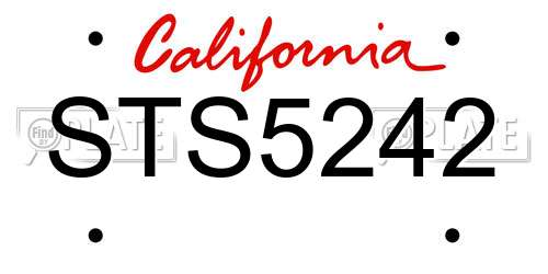 STS5242 California License Plate