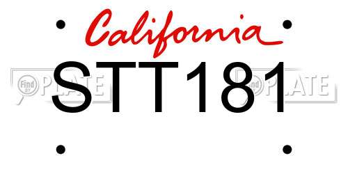 STT181 California License Plate