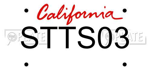 STTS03 California License Plate