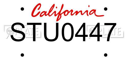 STU0447 California License Plate