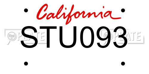 STU093 California License Plate