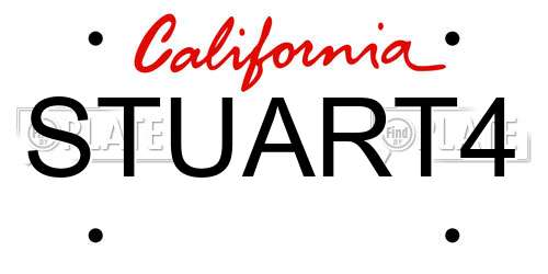 STUART4 California License Plate