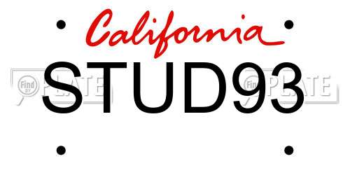 STUD93 California License Plate