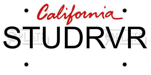 STUDRVR California License Plate
