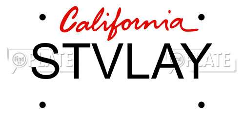 STVLAY California License Plate
