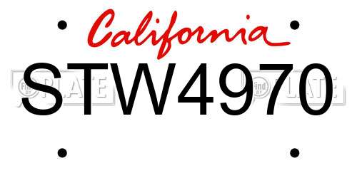 STW4970 California License Plate