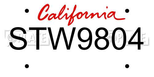 STW9804 California License Plate