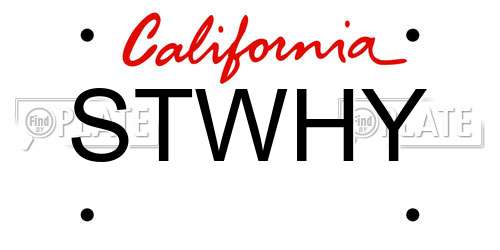 STWHY California License Plate