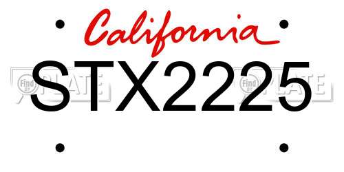 STX2225 California License Plate