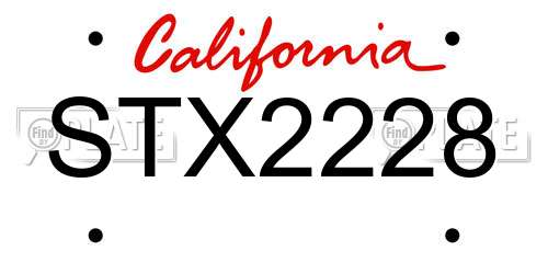 STX2228 California License Plate