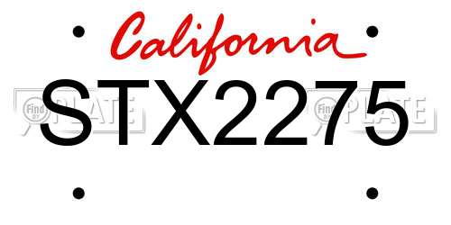 STX2275 California License Plate