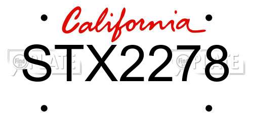 STX2278 California License Plate
