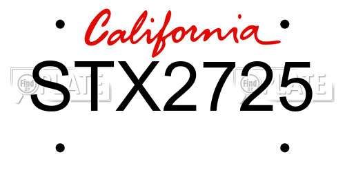 STX2725 California License Plate