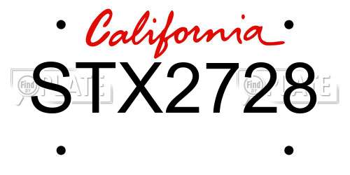 STX2728 California License Plate
