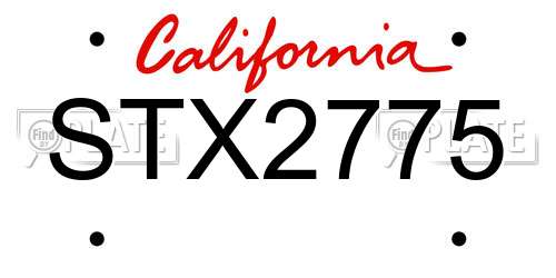 STX2775 California License Plate