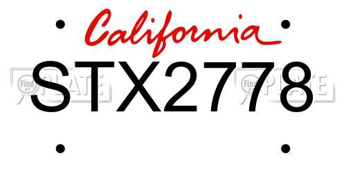 STX2778 California License Plate