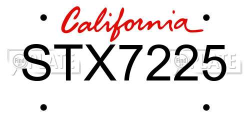 STX7225 California License Plate