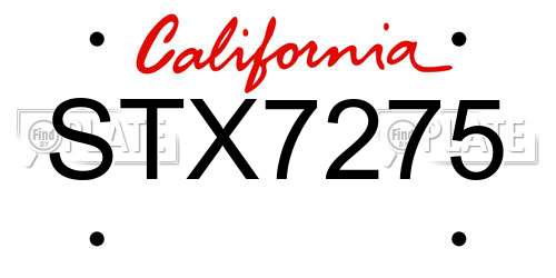 STX7275 California License Plate