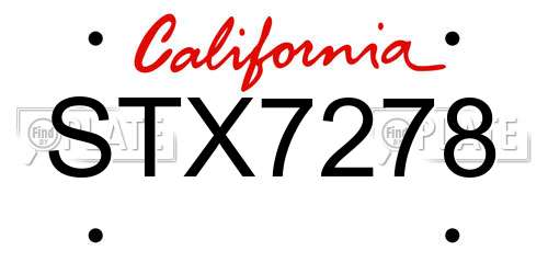 STX7278 California License Plate