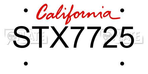 STX7725 California License Plate