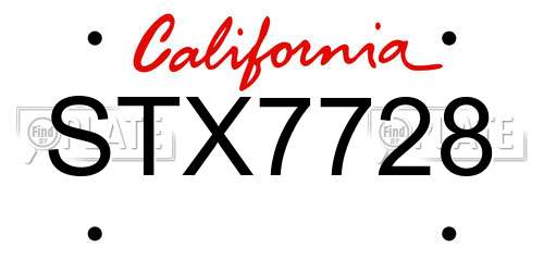 STX7728 California License Plate