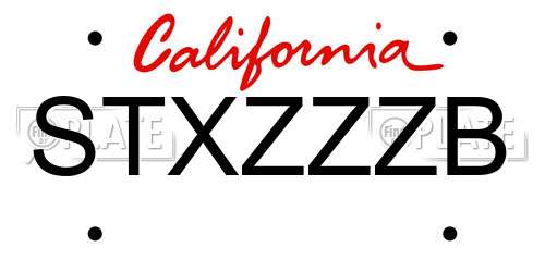 STXZZZB California License Plate