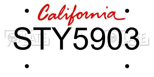 STY5903 California License Plate