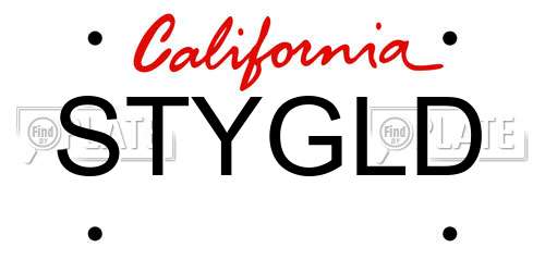 STYGLD California License Plate